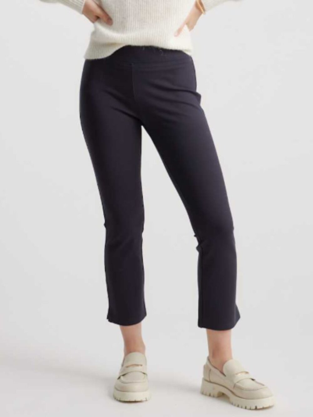 Quince Stretch Pull On Black Crop Ponte Pant Size M  NWOT